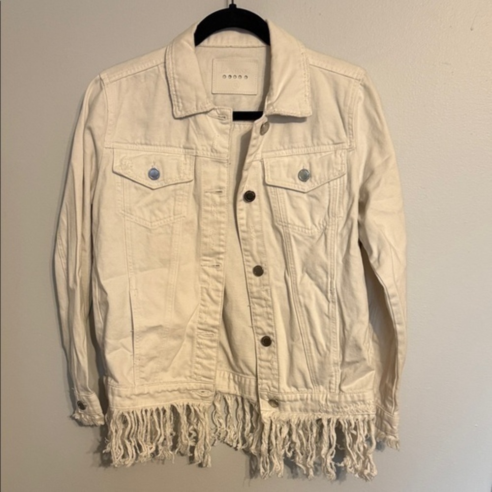 BLANKNYC White Denim Fringe Jacket XS Western Boho Nashville Concert Bridal